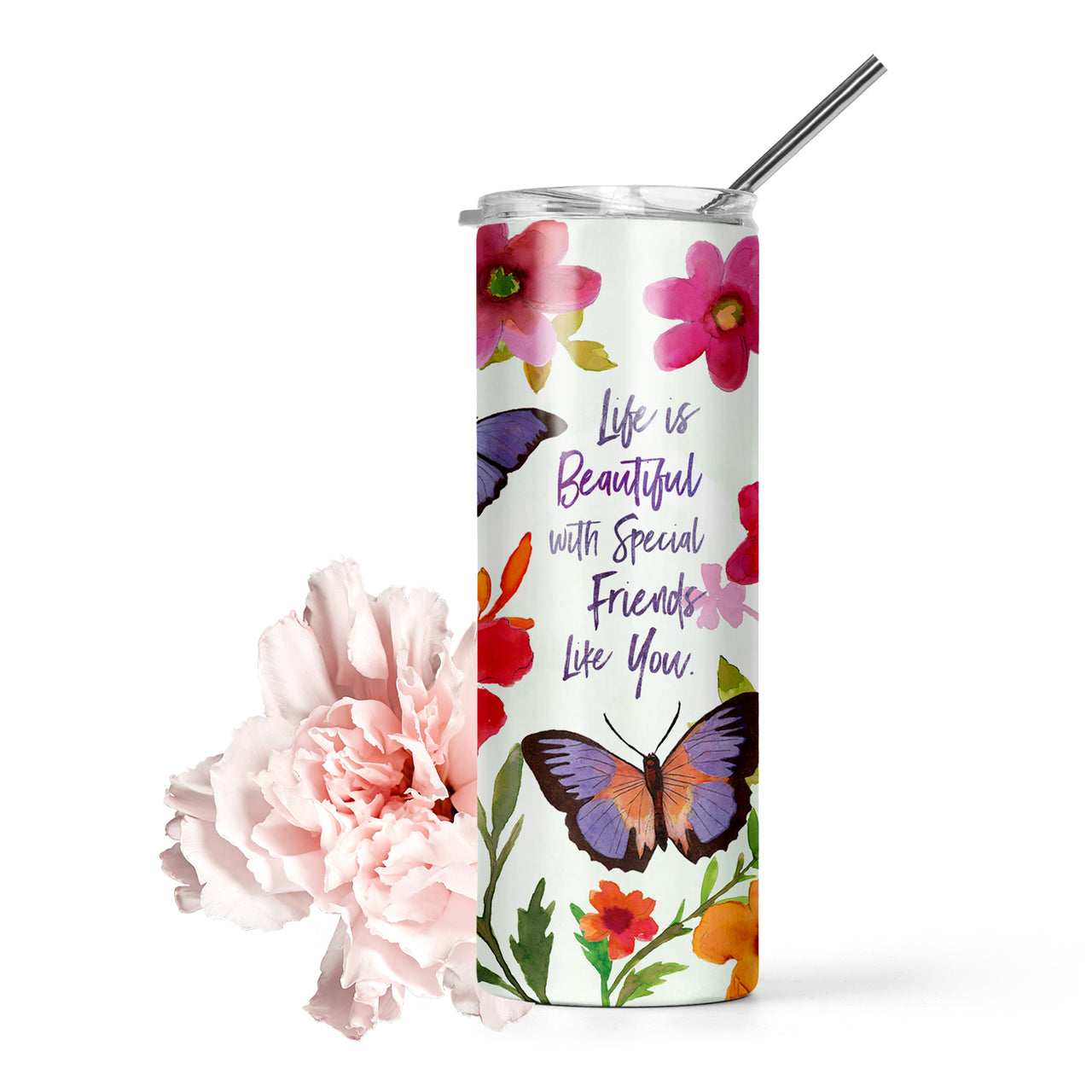 20 oz Skinny Tumbler - Life is Beautiful